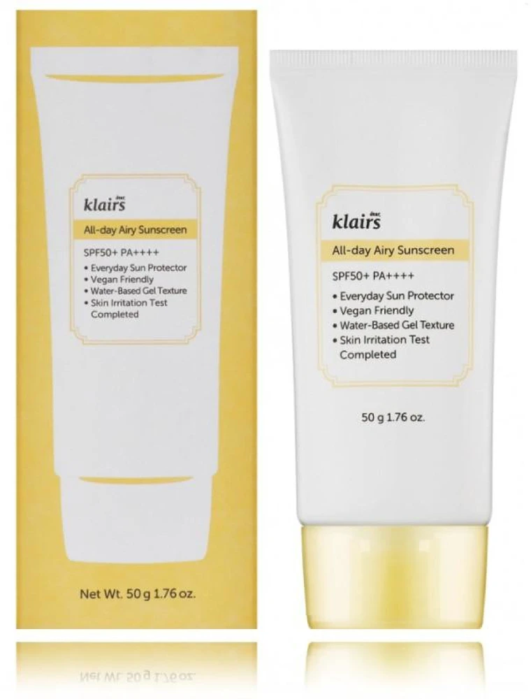 Klairs All-Day Airy Sunscreen SPF 50+PA++++ apsauginis veido kremas nuo saulės, 50 g