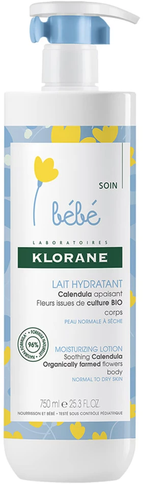 Klorane Bebe drėkinamasis kūno pienelis su medetkomis, 750 ml