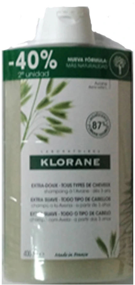 "Klorane" itin švelnus avižų šampūnas 2x400ml