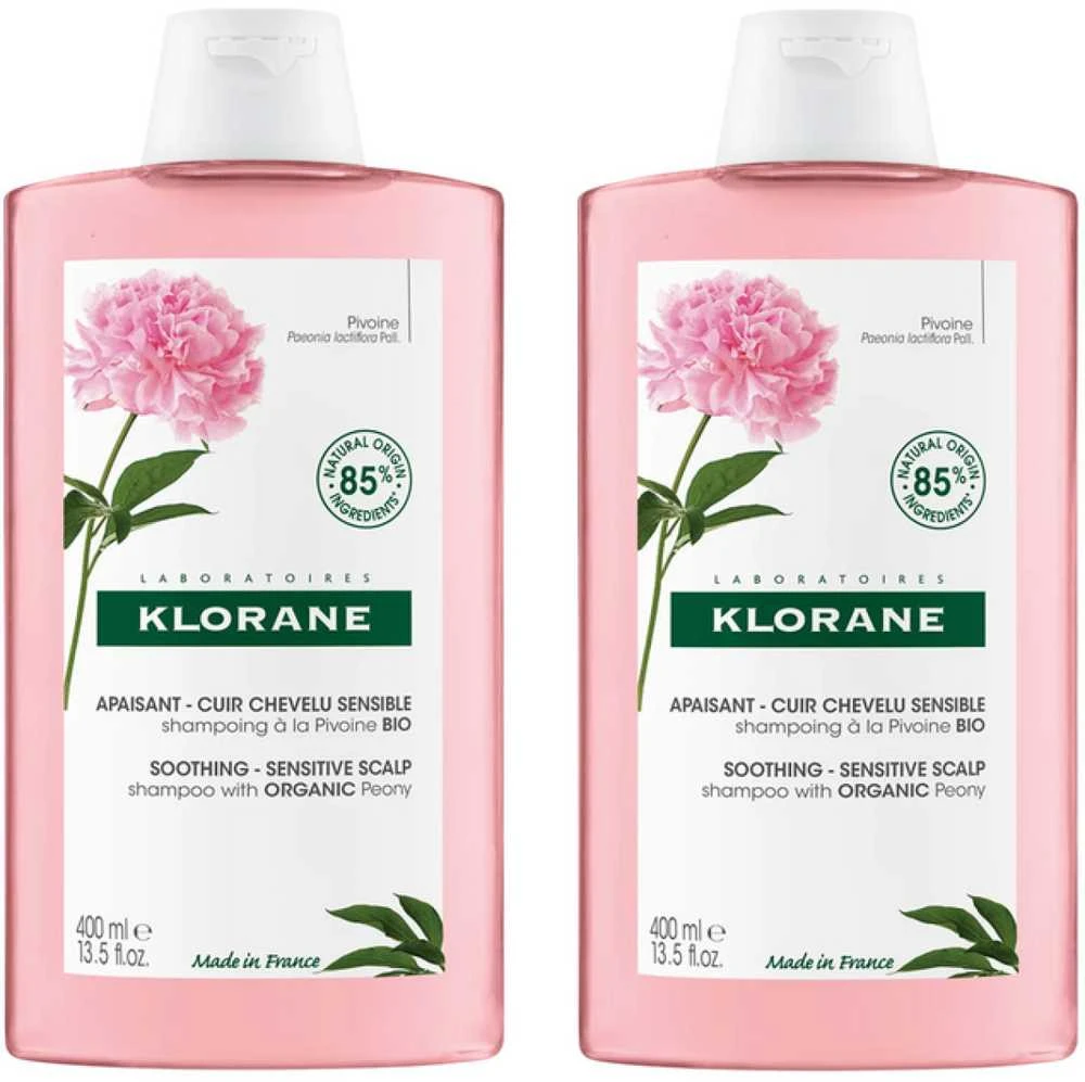 Klorane DUPLO Peony Šampūnas šampūnas, 2 x 400 ml