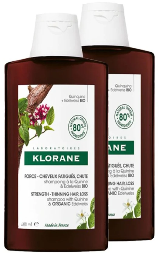 "Klorane" šampūnas su chininu ir "Edelveiss Bio" 2x400ml