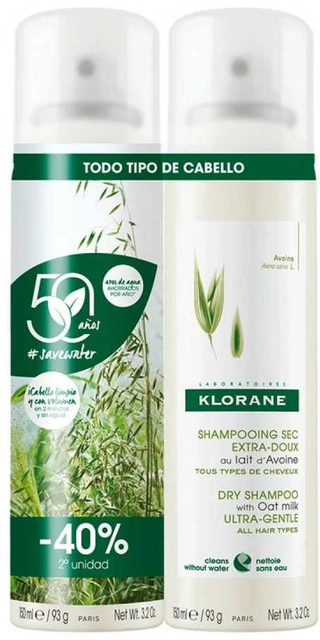 Klorane Sausas šampūnas With Oat Milk DUPLO 2x, 150 ml