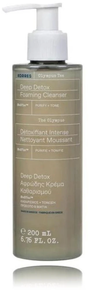 Korres Olympus Tea Deep Detox Foaming Valiklis valomosios veido putos, 200 ml