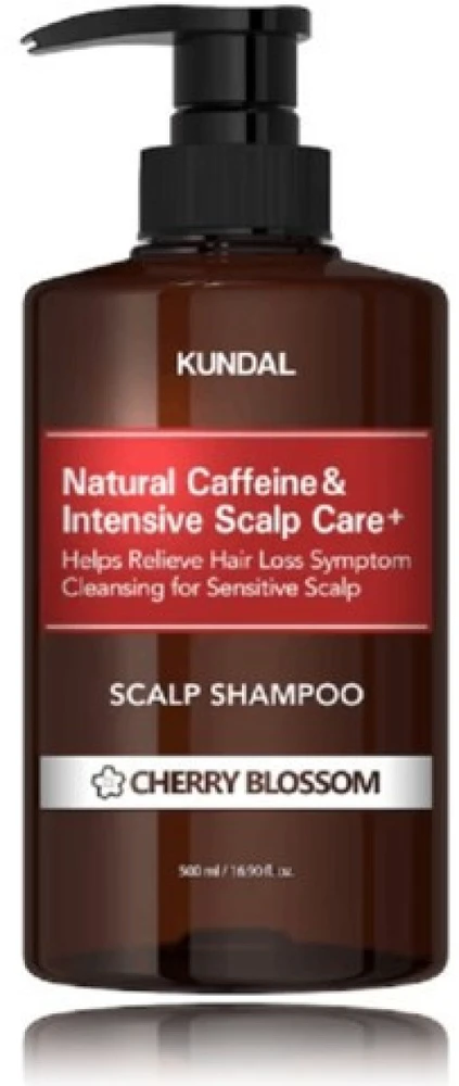 Kundal Anti-Hair Loss Šampūnas with Caffeine Natural Caffeine & Intensive Scalp Care+ Cherry Blossom plaukų šampūnas, 500 ml