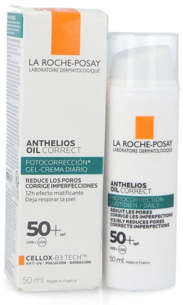 La Roche-Posay Anthelios Oil Correct SPF 50+ veido kremas nuo saulės riebiai odai, 50 ml