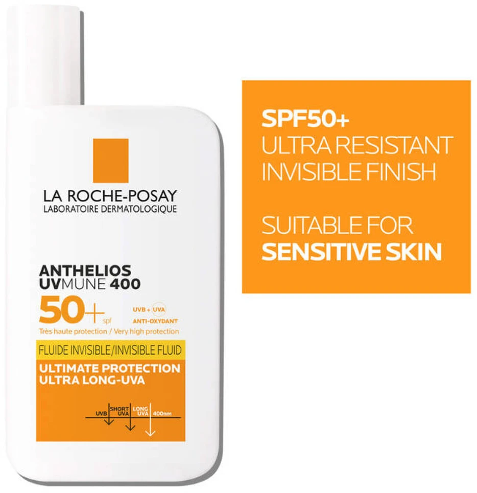 La Roche-Posay Anthelios UVMUNE 400 Invisible Fluid SPF 50+ apsauginis kremas nuo saulės jautriai odai, 50 ml
