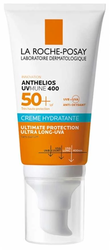 La Roche-Posay Anthelios UVMune 400 Hydrating Kreminis Face SPF 50+ apsauginis kremas nuo saulės jautriai veido odai, 50 ml