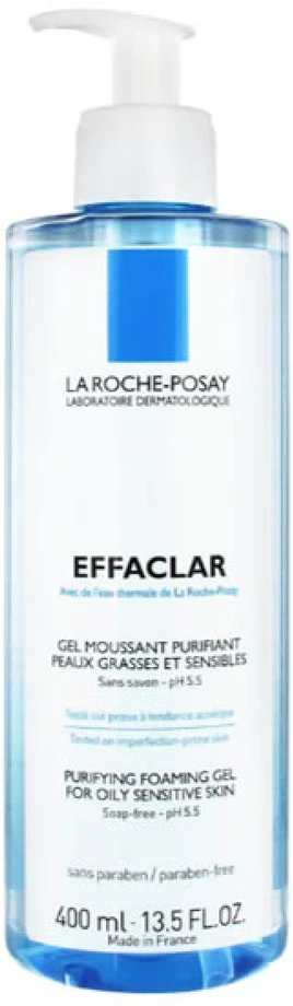 La Roche Posay Effaclar Purifying Foaming Gel Putojantis valomasis gelis riebiai ir jautriai odai, 400 ml