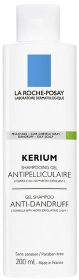 La Roche Posay Kerium Gel Šampūnas Nuo pleiskanų šampūnas nuo pleiskanų riebiai galvos odai, 200 ml