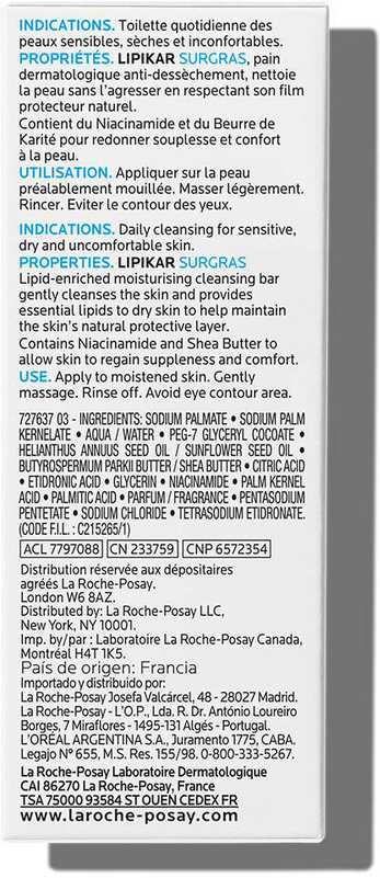 La Roche Posay LipikarLipid Enriched Cleansing Bar muilas sausai odai, 150 g