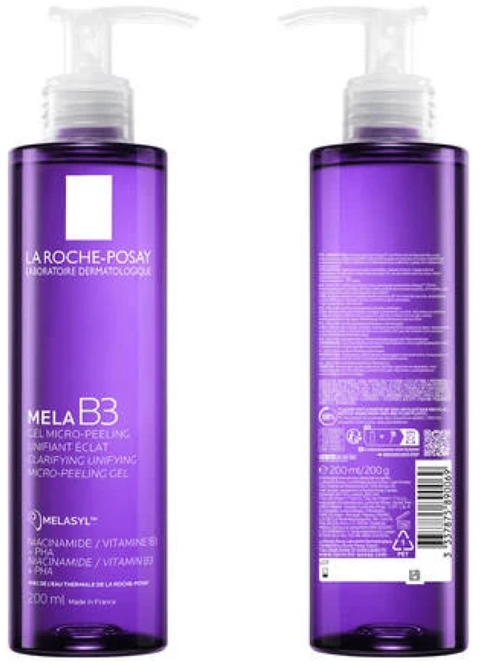 La Roche Posay Mela B3 Micro-Peeling Gel Reiniger gelinis veido valiklis odos atspalviui išlyginti, 200 ml