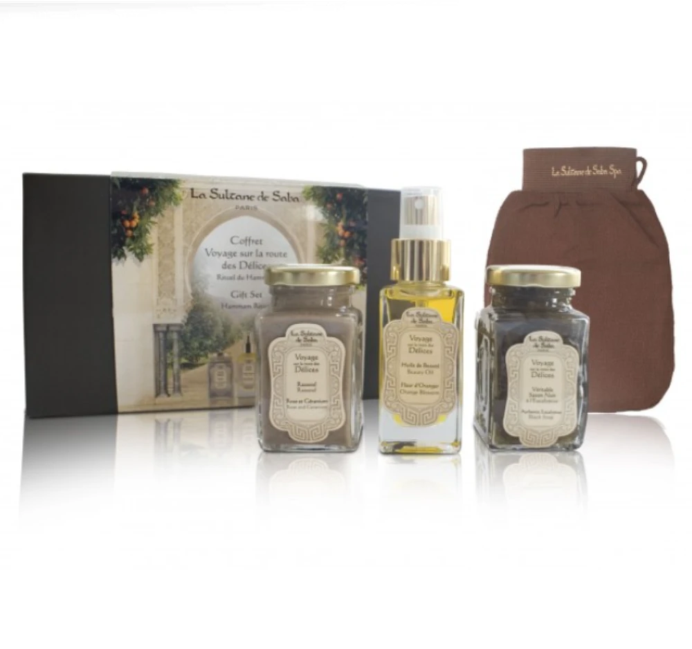 La Sultane de Saba Hamam Rituals Neutral Body care set kūno priežiūros rinkinys: juodas muilas, grožio aliejus, rassoul