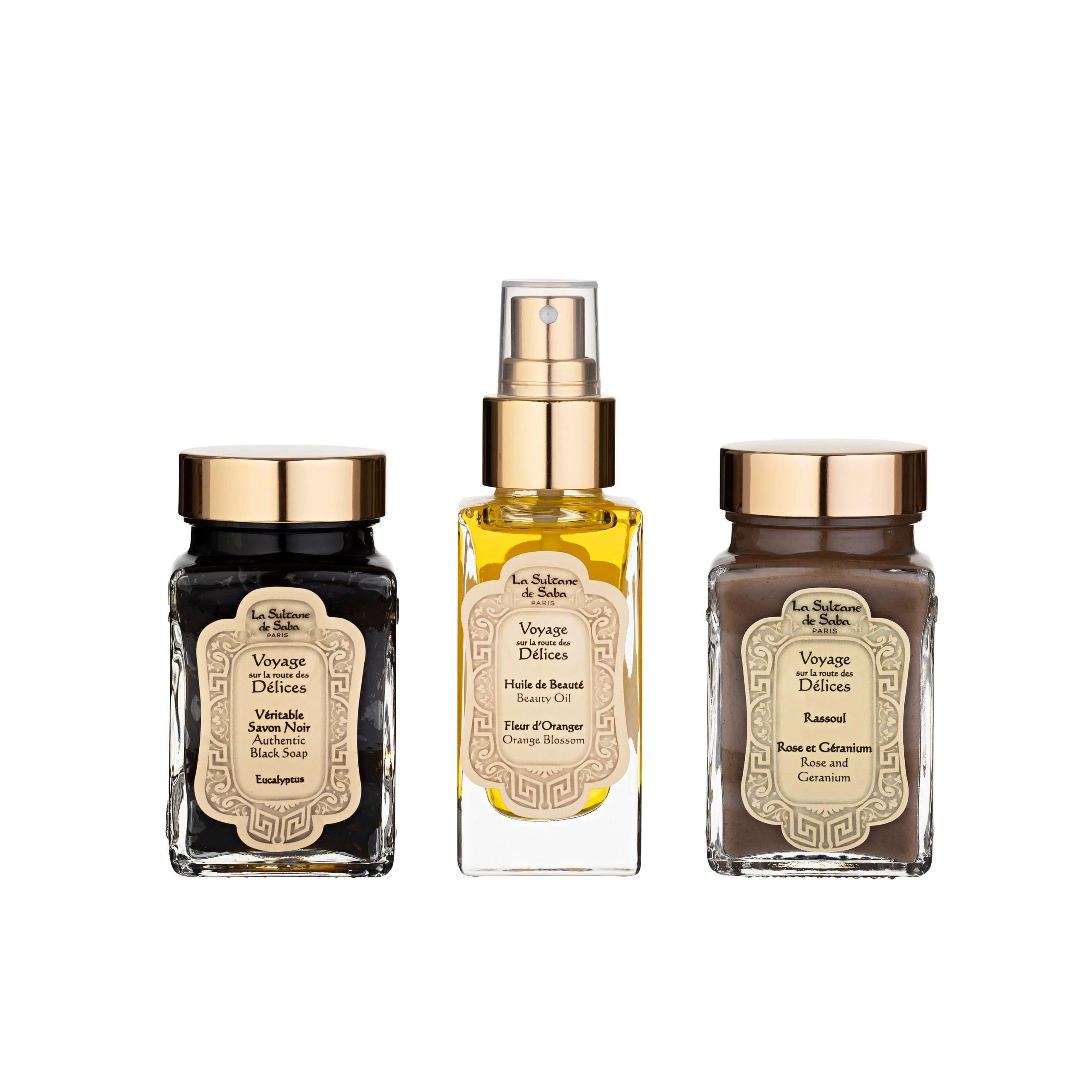 La Sultane de Saba Hamam Rituals Neutral Body care set kūno priežiūros rinkinys: juodas muilas, grožio aliejus, rassoul