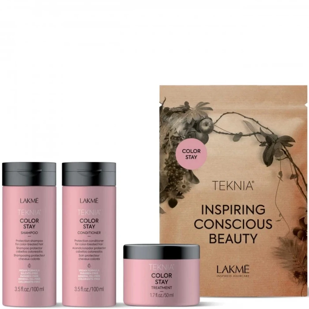 Lakme Teknia Color Stay kelioninis rinkinys: šampūnas, 100 ml, kondicionierius, 100 ml, priemonė, 50 ml