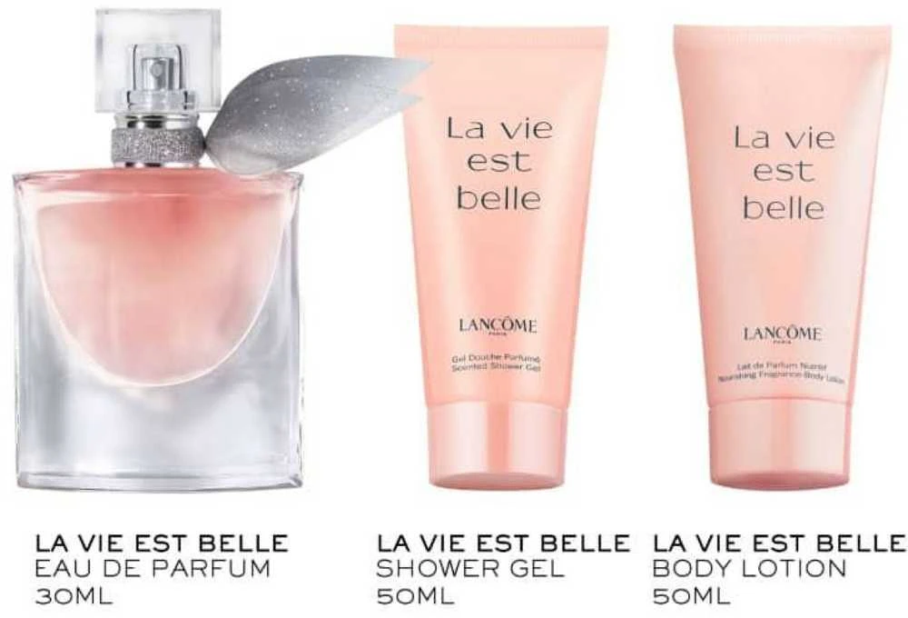 Lancome La Vie Est Belle rinkinys moterims (kvepalai EDP, 30 ml + kūno losjonas, 50 ml + dušo želė, 50 ml)