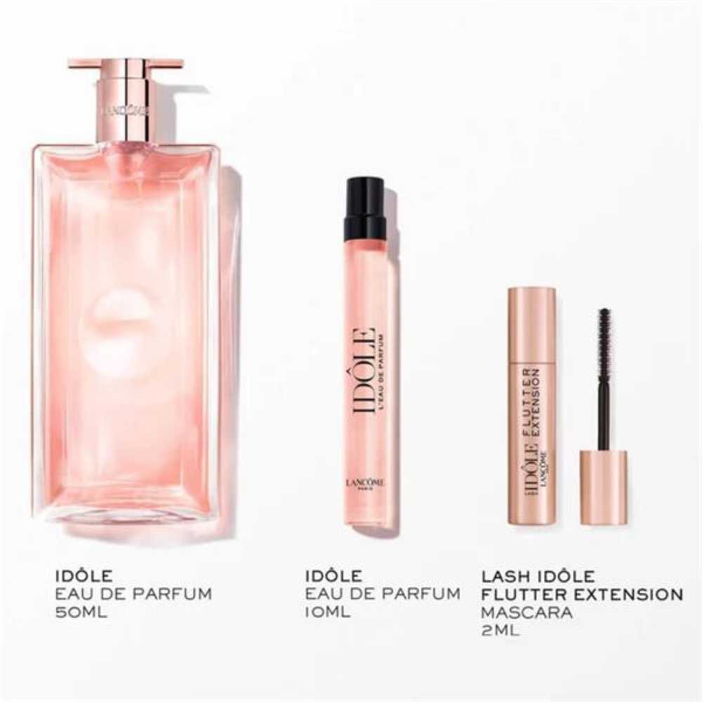 Lancôme Idole Mothers Day Giftset rinkinys moterims (EDP, 50 ml + EDP, 10 ml + Lash Idôle Flutter Extension Blakstienų tušas blakstienų tušas, atspalvis: 01 True Juodas, 2 ml)