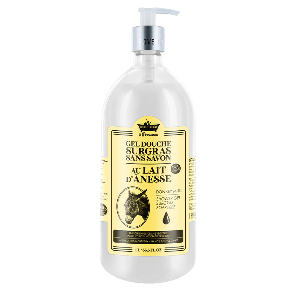 Les Petites Bains de Provence Donkey Milk Dušo želė For Body Face & Hair For Sensitive Skin, 1000 ml