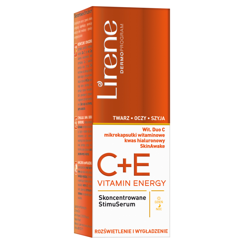 LIRENE_Vitamin Energy C + E koncentruotas veido, kaklo ir paakių stimuliatorius, skaistina ir lygina, 30 ml