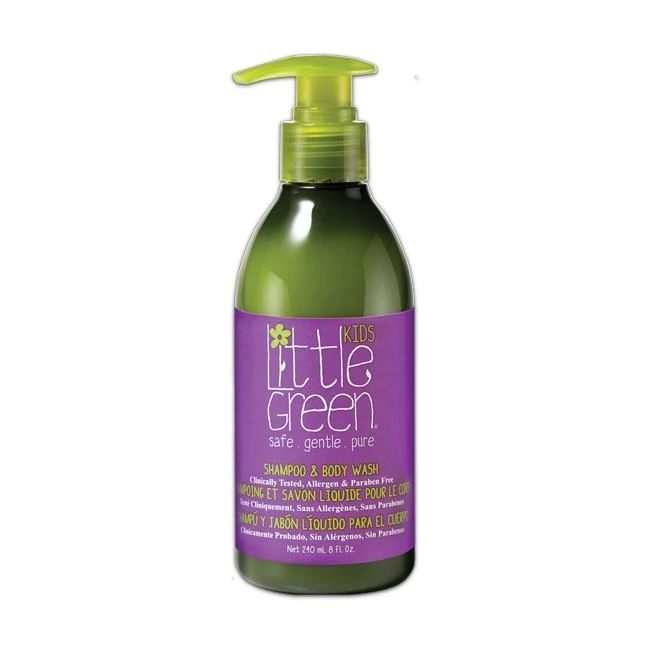 Little Green Little Žalias Little Žalias Bathtime Essentials plaukų ir kūno priežiūros priemonių rinkinys vaikams: plaukų šampūnas-kūno prausiklis, 240 ml ir kūno losjonas, 180 ml