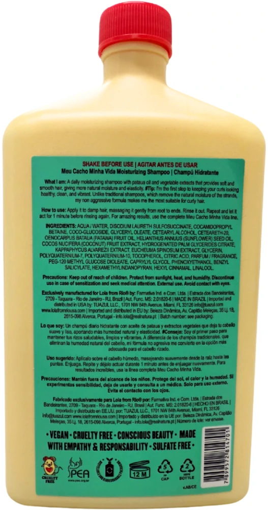 Lola Cosmetics Lola from Rio Meu Cacho Minha Vida Šampūnas Hidratante Moisturizing Šampūnas šampūnas garbanotiems plaukams, 500 ml
