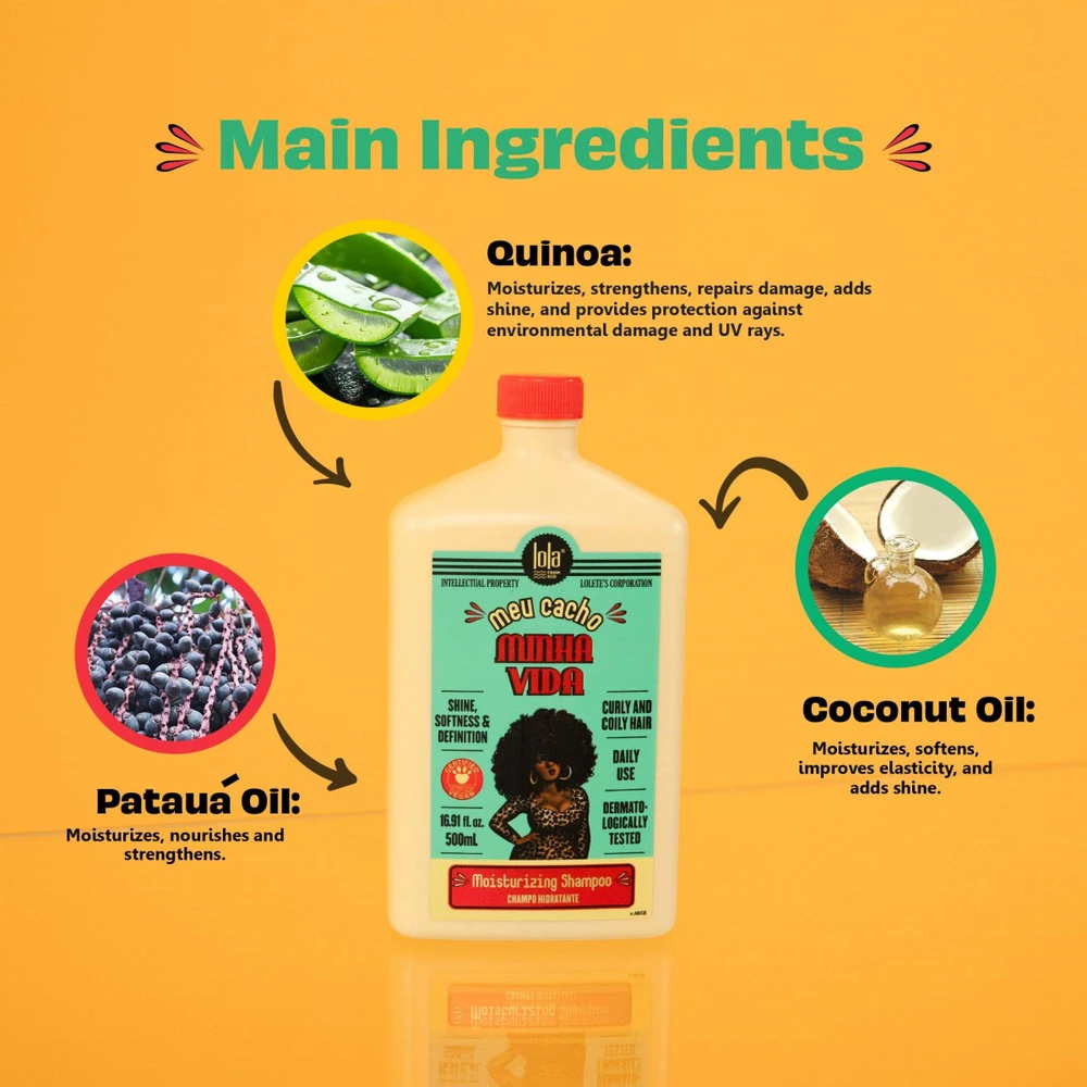 Lola Cosmetics Lola from Rio Meu Cacho Minha Vida Šampūnas Hidratante Moisturizing Šampūnas šampūnas garbanotiems plaukams, 500 ml