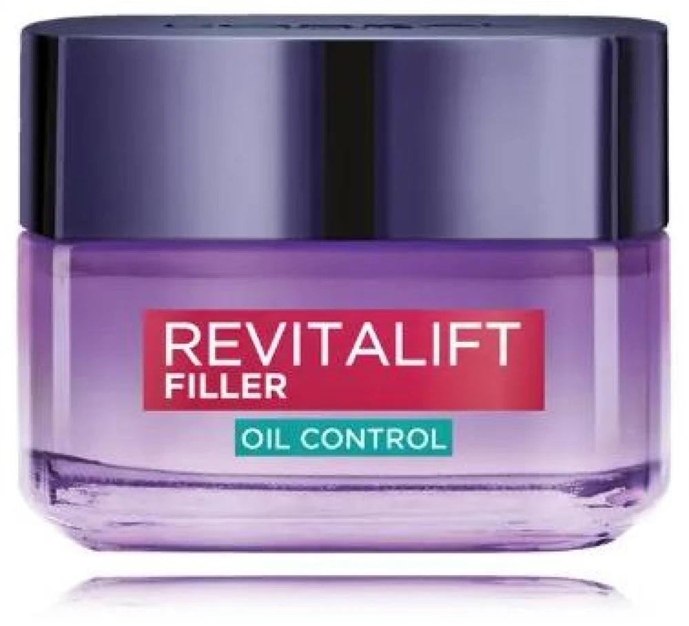 L'Oreal Paris Revitalift Filler Oil Control Day Gel-Kreminis drėkinamasis riebalų išsiskyrimą reguliuojantis gelis-kremas veidui, 50 ml