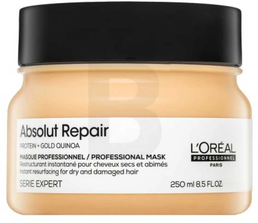 L'Oreal Professionnel Serie Expert Absolut Repair Protein + Gold Quinoa plaukų kaukė, akimirksniu atnaujinanti paviršių, 250 ml