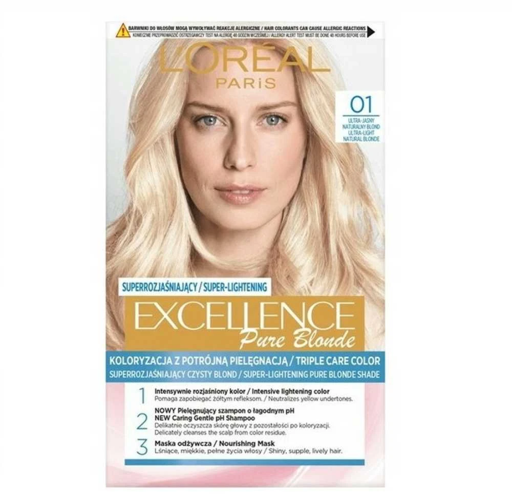 L'Oreal Excellence Creme 01 plaukų dažų pakuotė
