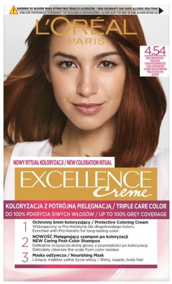 L'Oreal Paris Excellence kremas 4.54 raudonmedžio vario ruda