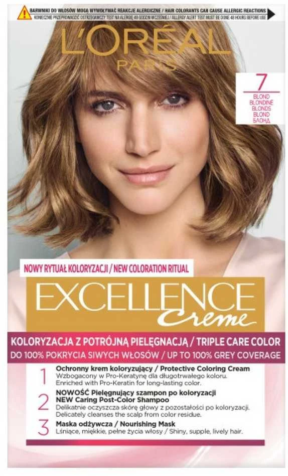 L'Oreal Excellence Creme plaukų dažų pakuotė 7 Blond