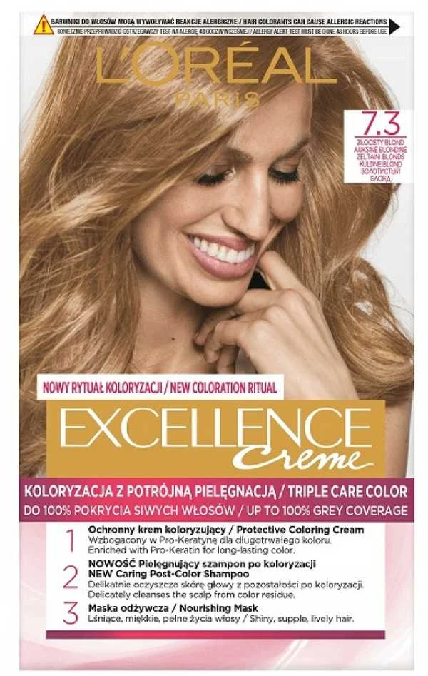 L'Oreal Excellence Creme 7.3 auksinio blondino dažai