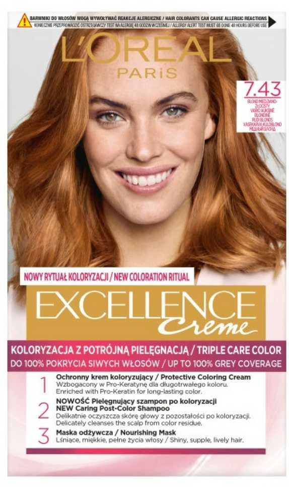 „L'Oreal Paris Excellence Creme“ 7.43 Blond Copper-Golden