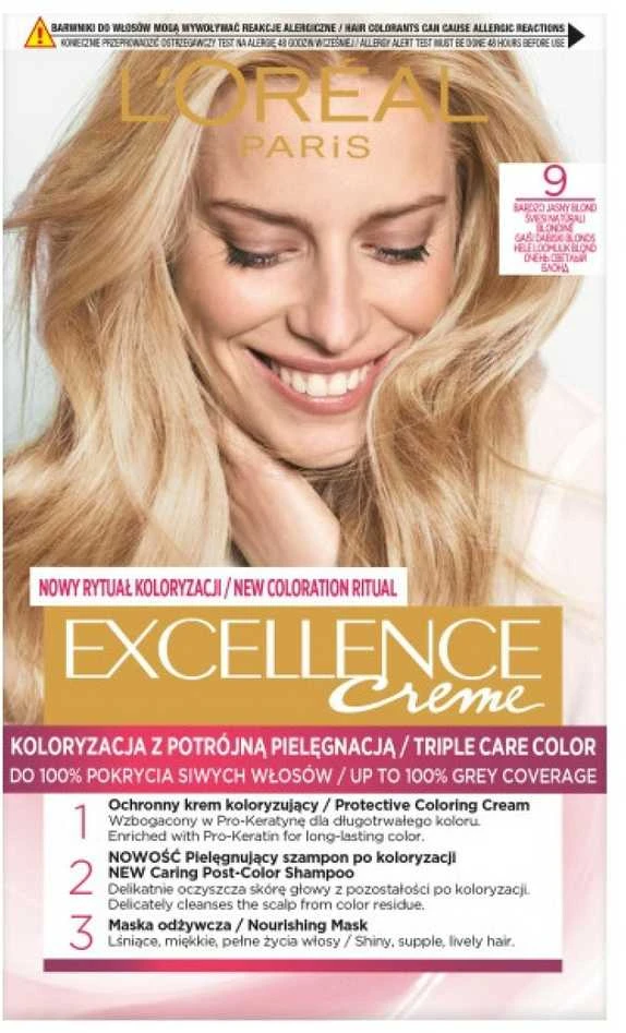 L'Oreal plaukų dažų pakuotė 9 numeris