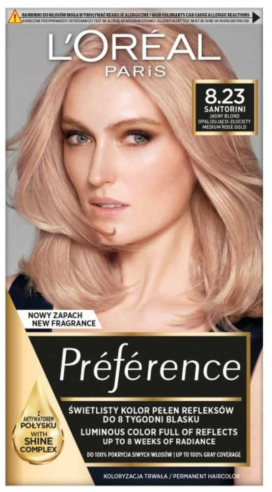 L'Oreal Preference 8.23 dažai, rožinio aukso atspalvis