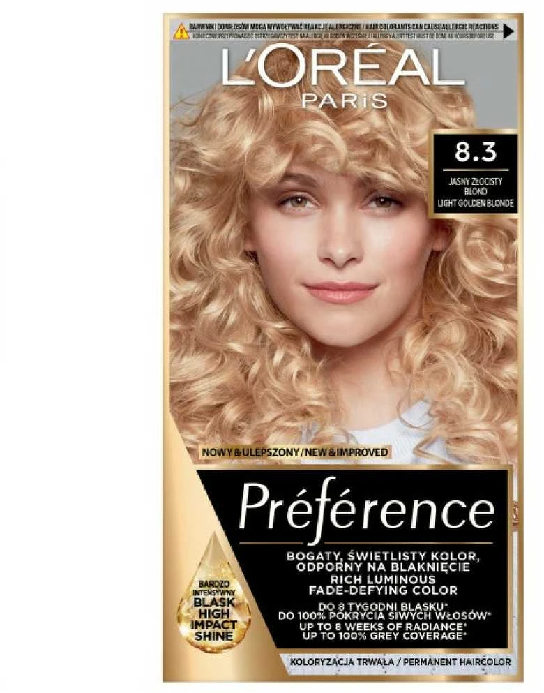 L'Oreal Paris Preference 8.3 Šviesiai auksinė blondinė