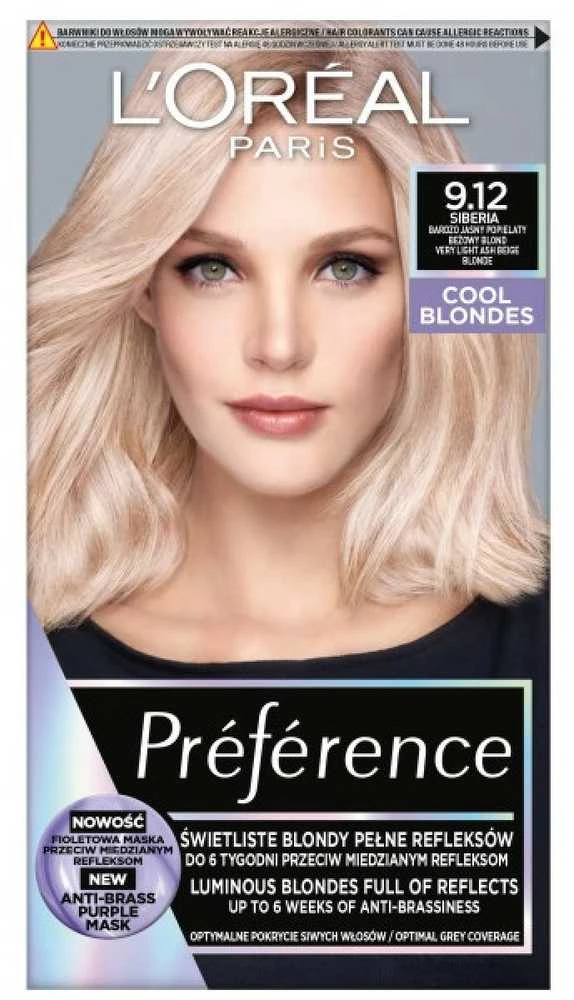 L'Oreal Preference 9.12 Sibiras plaukų dažų pakuotė