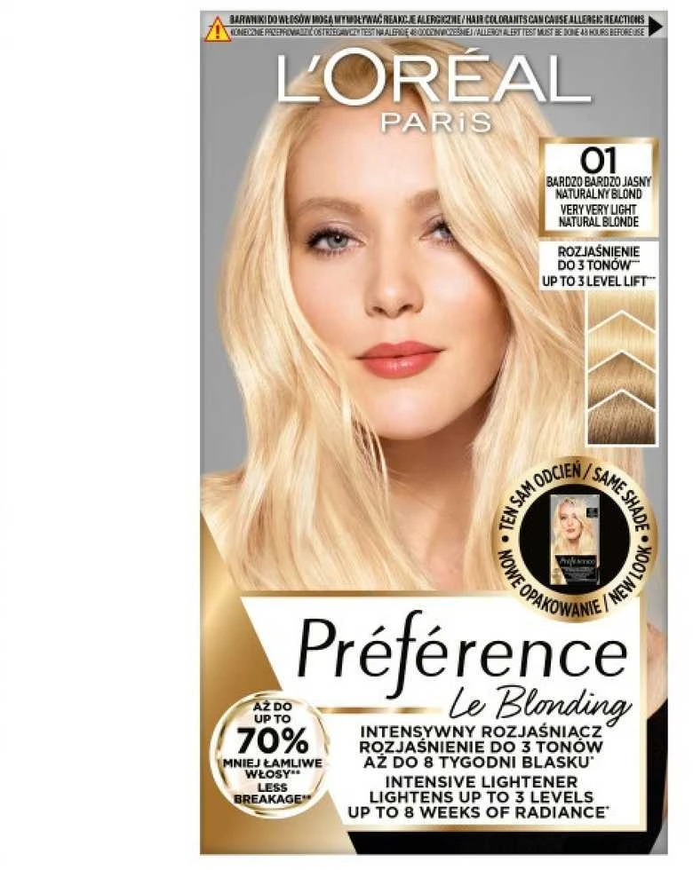 L'Oreal Preference 01 šviesių plaukų dažų pakuotė