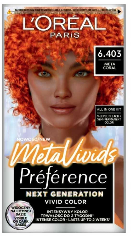L'Oreal Preference Meta Coral plaukų dažų pakuotė