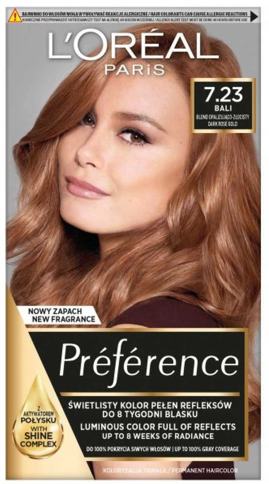 L'Oreal Paris Preference 7.23 Bali plaukų dažų pakuotė