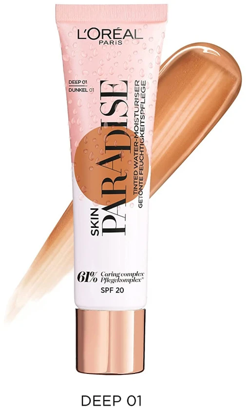 L'Oreal Paris, Skin Paradise, Aloe Vera, Hydrating, Vanduo Kreminis, For Face, SPF 20, 01, Deep, 30 ml