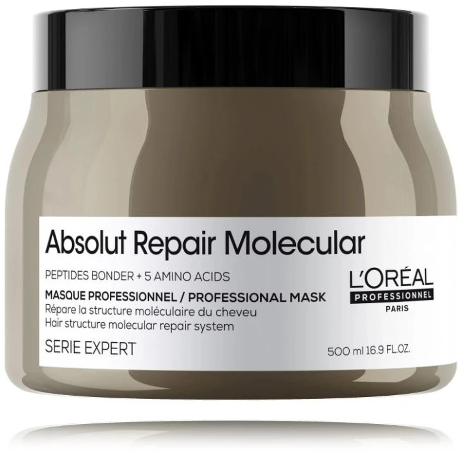 L'Oreal ABSOLUT REPAIR MOLECULAR profesionali nenuplaunama atkuriamoji pažeistų plaukų kaukė 500 ml