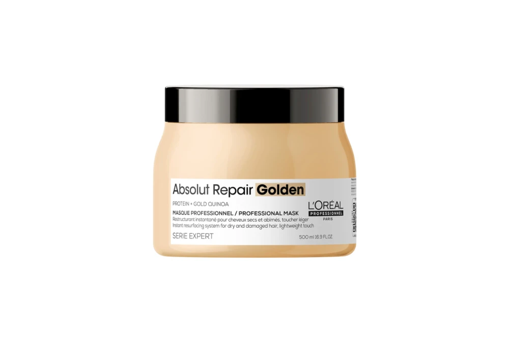 L'Oreal Professionnel Serie Expert Absolut Repair Golden Protein + Gold Quinoa plaukų kaukė, akimirksniu atnaujinanti paviršių, 500 ml