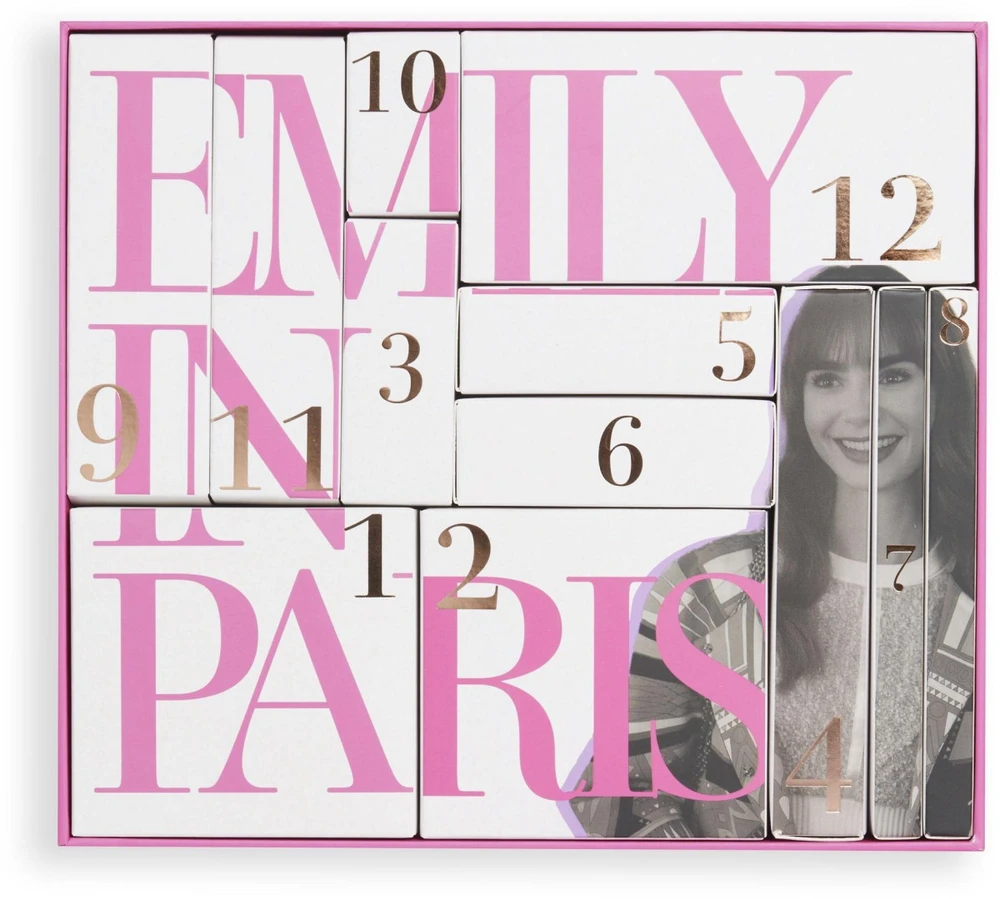 Dekoratyvinės kosmetikos advento kalendorius Makeup Revolution X Emily In Paris 12 Jours De Paris, 12 dalių