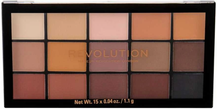 „Makeup Revolution Reloaded Palette“ akių šešėlių paletė, matiniai atspalviai, 15 vnt.