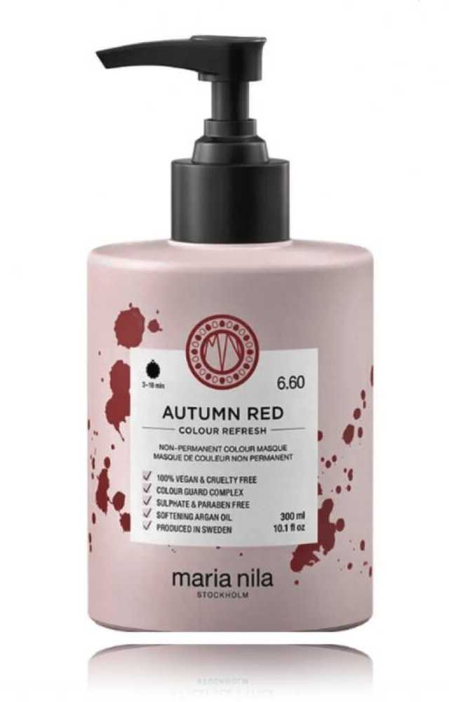 Maria Nila Colour Refresh Non-Permanent Autumn Raudona dažanti kaukė plaukams, 300 ml