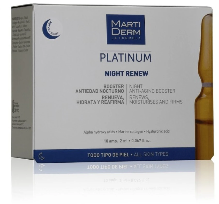 MartiDerm Platinum Night Renew naktinės ampulės nuo raukšlių, 10x2ml