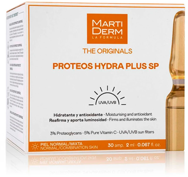 Martiderm Proteos Hydra Plus SP15 drėkinamosios ampulės veidui, 30 vnt. x 2 ml