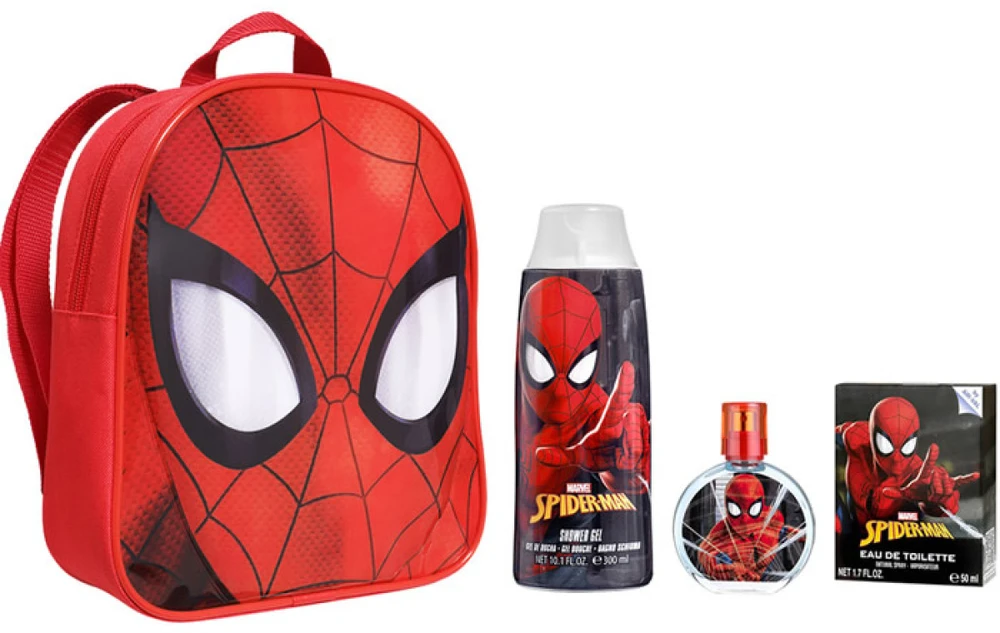 Marvel Air-Val Spider-Man rinkinys vaikams (kuprinė + EDT, 50 ml + dušo želė, 300 ml)