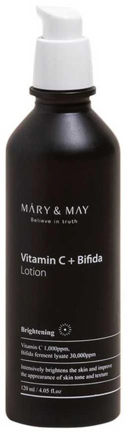 MARY & MAY skaistinamasis odos losjonas su vitaminu C ir bifida (losjonas), 120 ml