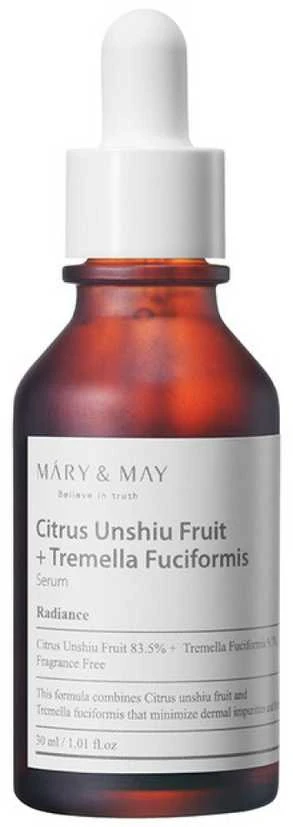 Mary&May Mary & May Citrus Unshiu + Tremella Fuciformis Serum šviesinantis veido serumas, 30 ml